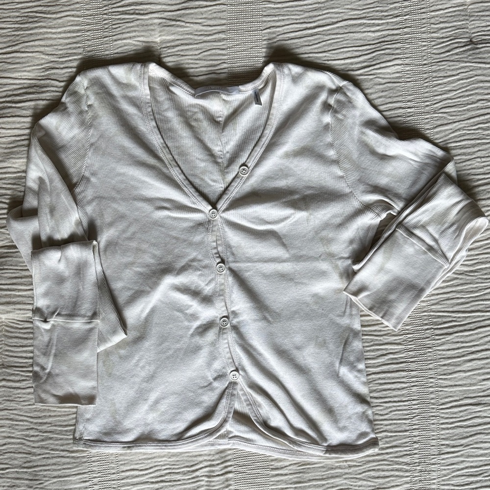 Helmut Lang White and green tie dye Button-Up Women's Top